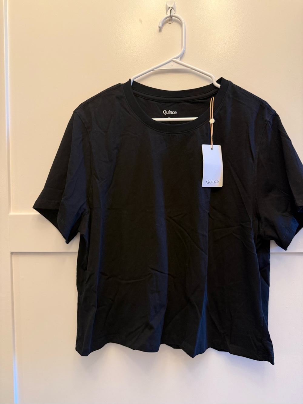 NWT Quince Women’s Organic Cotton Boxy Crewneck Tee True Black XL